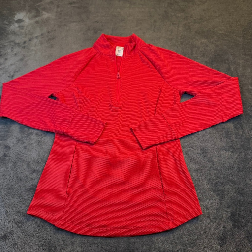 Tommy Bahama Racquet & Paddle Red Honeycomb Quarter Zip Pullover Womens XS